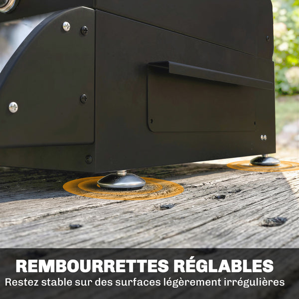Barbecue à Gaz de Table 3 Brûleurs - Combiné Gril et Plancha avec Couvercle et Thermomètre - 8,1 kW Portable pour Camping Balcon Terrasse - Surface de Cuisson 2224 cm², Noir