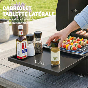 Barbecue à Gaz de Table 3 Brûleurs - Combiné Gril et Plancha avec Couvercle et Thermomètre - 8,1 kW Portable pour Camping Balcon Terrasse - Surface de Cuisson 2224 cm², Noir