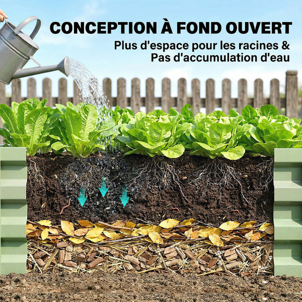 Carré Potager 120 x 60 x 30,5 cm, Potager Surélevé en Acier galvanisé pour Plantes légumes, Fleurs, Vert