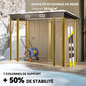 Abri de Jardin en Métal 3 m², Cabane de Jardin 249x121x183cm, Structure en Acier Galvanisé Améliorée, Cabanon Rangement Outils, Gants, Portes Verrouillables, Aérations, Chêne