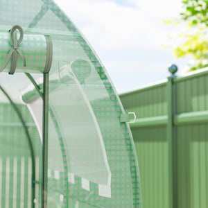 Serre Tunnel de Jardin 3,24m², Serre de Jardin Tunnel 180x180x200cm avec Cadre en Acier, Porte et Fenêtre Enroulables, pour Extérieur, Toutes Saisons, Légumes, Fruits, Fleurs, Bâche PE, Verte