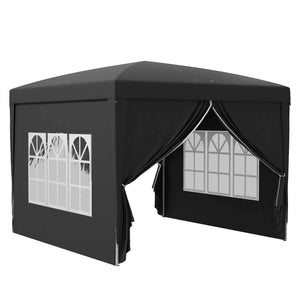 Tonnelle de jardin extérieure tente de réception barnum pop-up pliant 3 x 3 m 4 parois amovibles + sac de transport noir