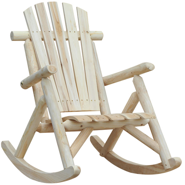 Fauteuil de Jardin Adirondack à Bascule Rocking Chair Style néo-rétro Assise Dossier Ergonomique Bois Naturel de pin