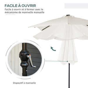 Parasol de jardin Parasol droit 3 x 2 m lumineux rectangulaire inclinable avec LED solaire acier polyester haute densité crème