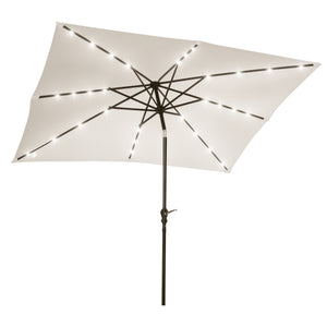 Parasol de jardin Parasol droit 3 x 2 m lumineux rectangulaire inclinable avec LED solaire acier polyester haute densité crème