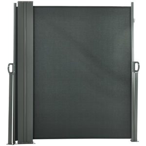 Double Store latéral Brise-Vue paravent rétractable dim. 6L x 1,80H m Polyester Anti-UV Haute densité 180 g/m² Gris