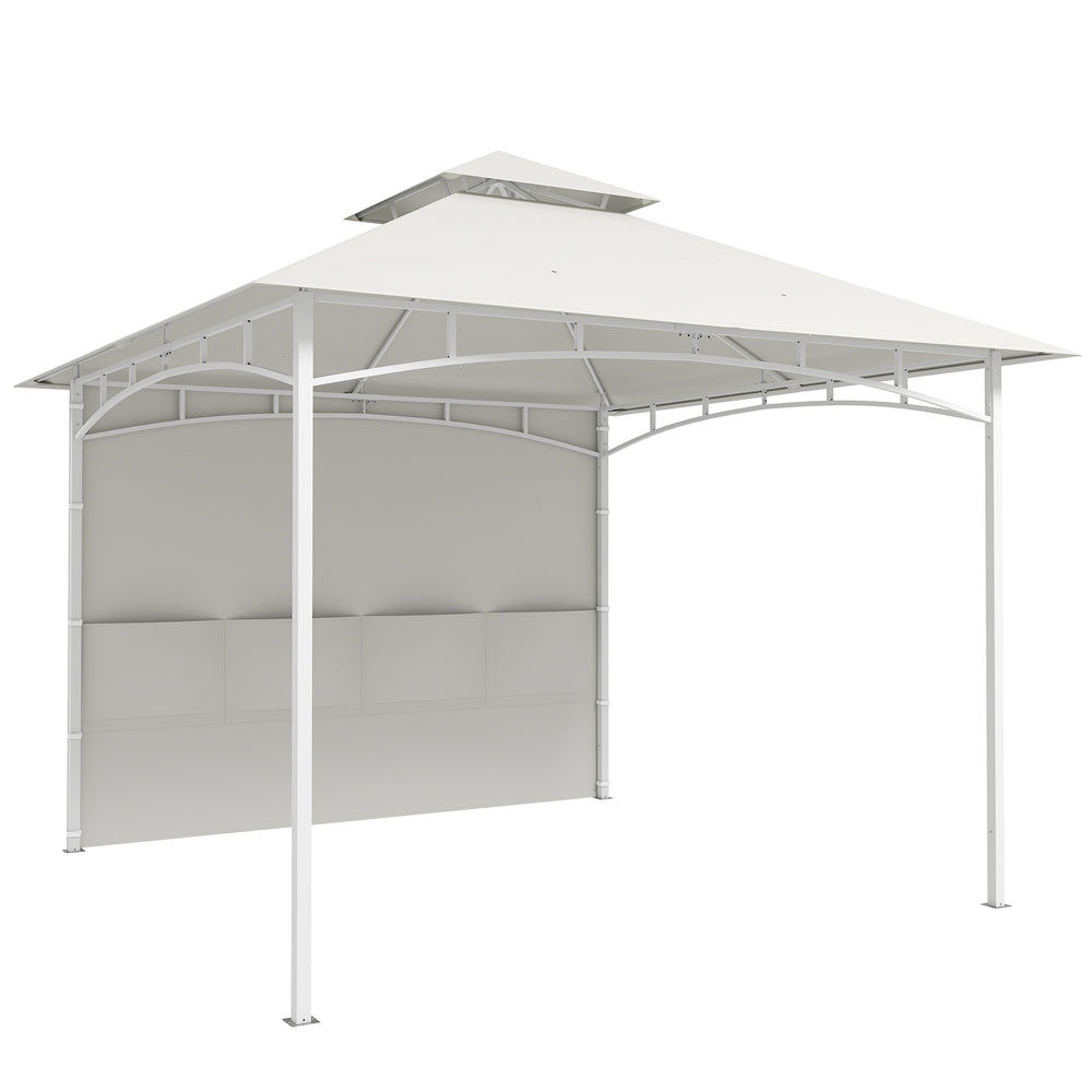 Pavillon 3 x 3 m, Toit Double, Abri de Jardin avec Rideaux et Poches de Rangement, Crochet de Plafond, Structure Métallique Solide, Blanc Crème