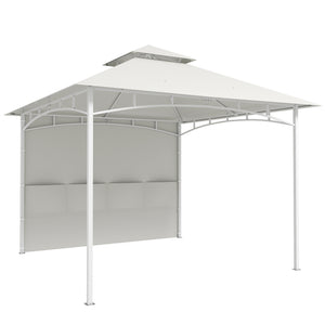 Pavillon 3 x 3 m, Toit Double, Abri de Jardin avec Rideaux et Poches de Rangement, Crochet de Plafond, Structure Métallique Solide, Blanc Crème