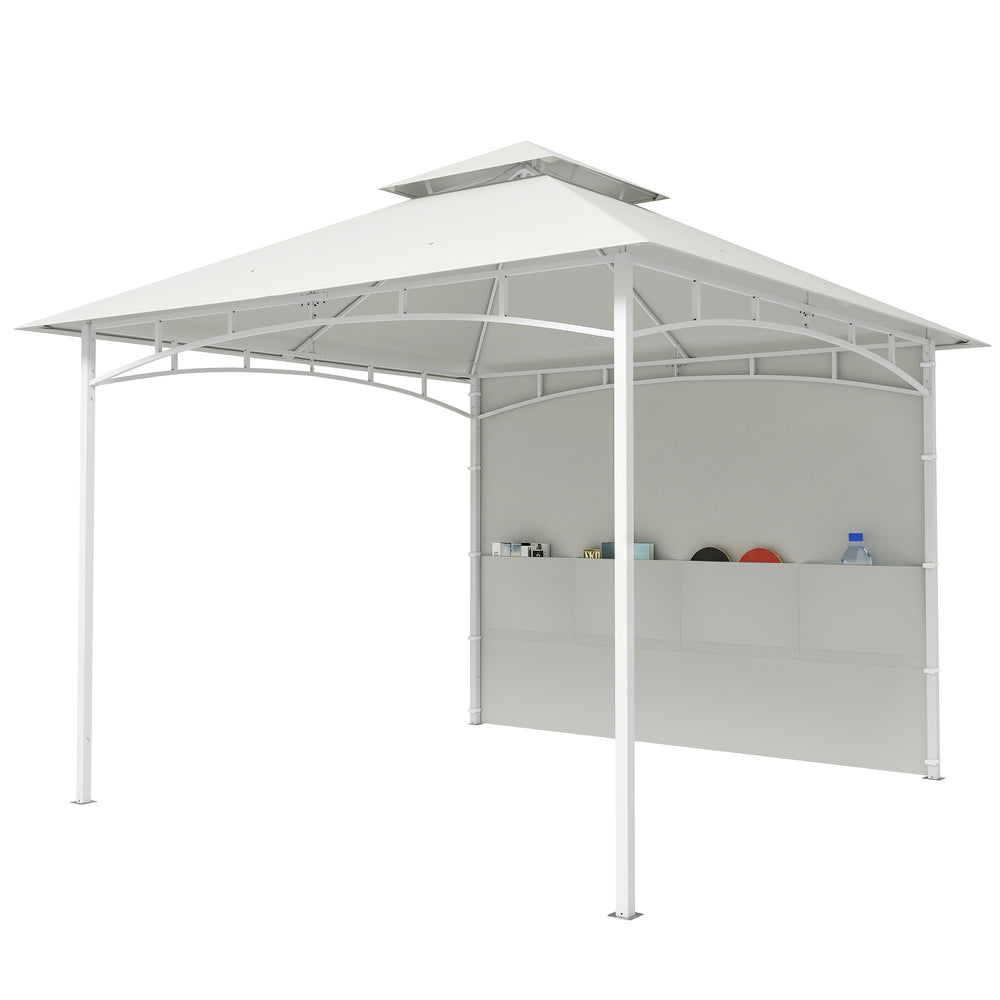 Pavillon 3 x 3 m, Toit Double, Abri de Jardin avec Rideaux et Poches de Rangement, Crochet de Plafond, Structure Métallique Solide, Blanc Crème