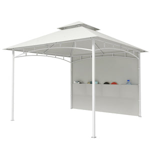 Pavillon 3 x 3 m, Toit Double, Abri de Jardin avec Rideaux et Poches de Rangement, Crochet de Plafond, Structure Métallique Solide, Blanc Crème