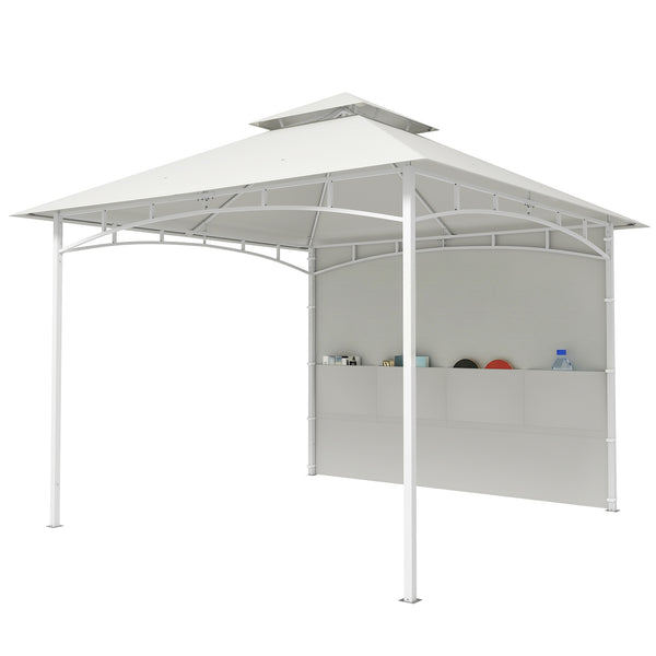 Pavillon 3 x 3 m, Toit Double, Abri de Jardin avec Rideaux et Poches de Rangement, Crochet de Plafond, Structure Métallique Solide, Blanc Crème