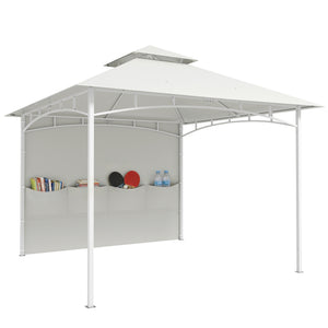 Pavillon 3 x 3 m, Toit Double, Abri de Jardin avec Rideaux et Poches de Rangement, Crochet de Plafond, Structure Métallique Solide, Blanc Crème