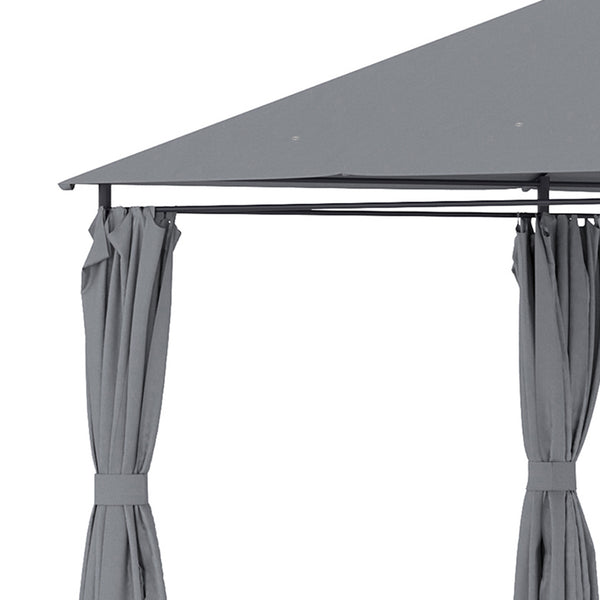 Tonnelle de jardin barnum pavillon style colonial double-toit toiles latérales amovibles 4L x 3l x 2,72H m gris