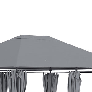 Tonnelle de jardin barnum pavillon style colonial double-toit toiles latérales amovibles 4L x 3l x 2,72H m gris