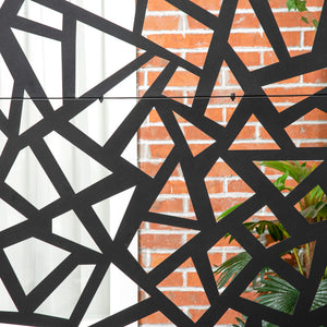 Panneau brise-vue jardin balcon décoratif extérieur à motif géométrique ajouré en acier 122 x 45 x 198 cm noir