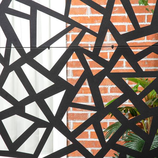 Panneau brise-vue jardin balcon décoratif extérieur à motif géométrique ajouré en acier 122 x 45 x 198 cm noir