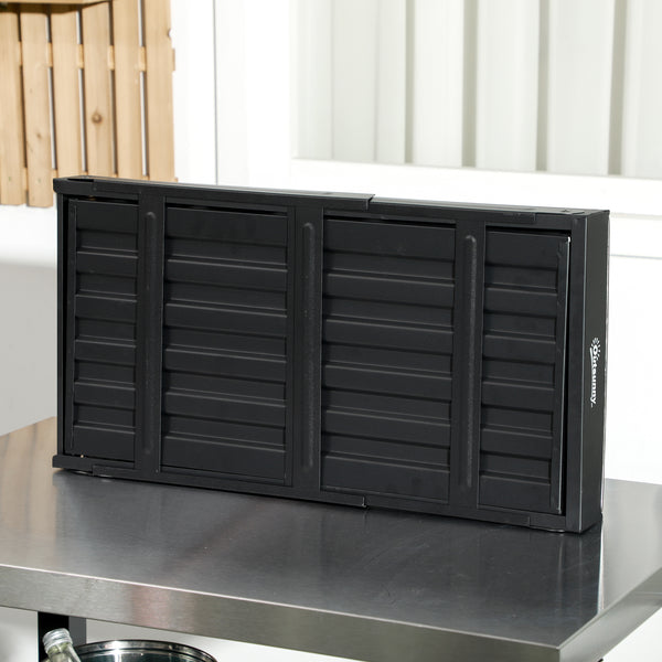 Barbecue au charbon de bois pliable portable BBQ grill sur pieds avec bassin à charbon extractible 74L x 30l x 37H cm, noir