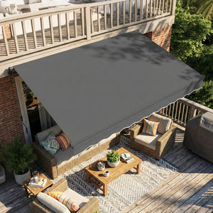 Store banne manuel 3,5x3m, auvent rétractable inclinaison réglable, manivelle, aluminium et polyester 280 g/m² protection UV résistance à l'eau, pour patio, balcon, terrasse, gris foncé