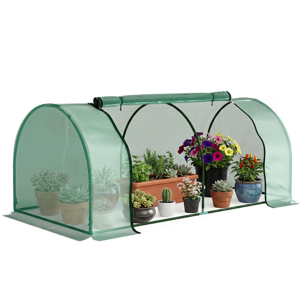 Serre de Jardin mini serre à tomates dim. 2L x 1l x 0,8H m Porte zippée bâche PE Acier Vert