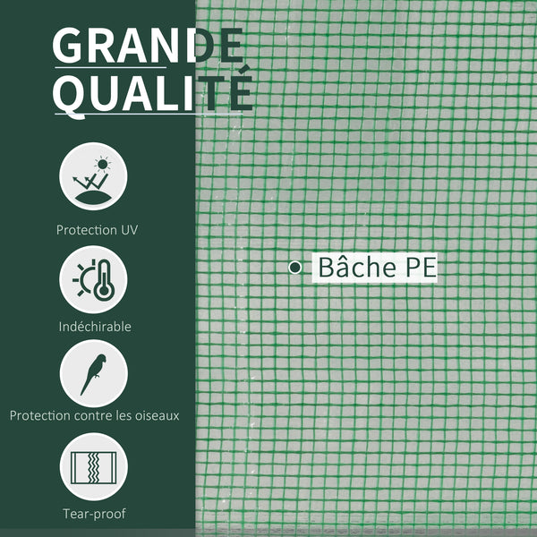 Serre de Jardin mini serre à tomates dim. 2L x 1l x 0,8H m Porte zippée bâche PE Acier Vert