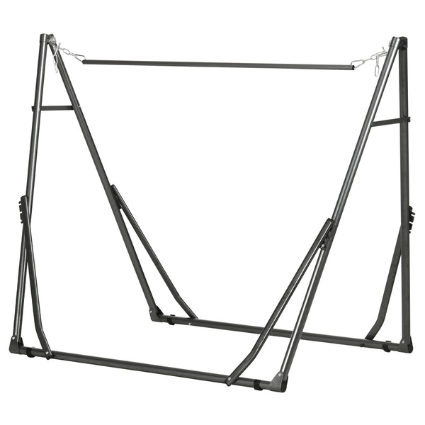 Support de Hamac Pliable, Cadre de Hamac Portable 2-en-1 Réglable avec Sac de Transport et Structure en Acier, pour Intérieur, Extérieur, Camping, Noir