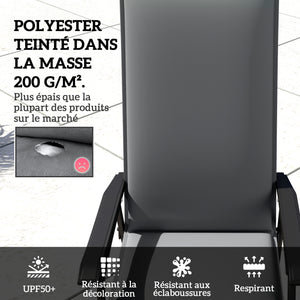 Lot de 4 coussins de chaise d'extérieur galette de chaise à dossier haut attaches et bande réglable tissu teint en fil anti-décoloration UPF50+ pour jardin terrasse balcon 124x50x5cm gris