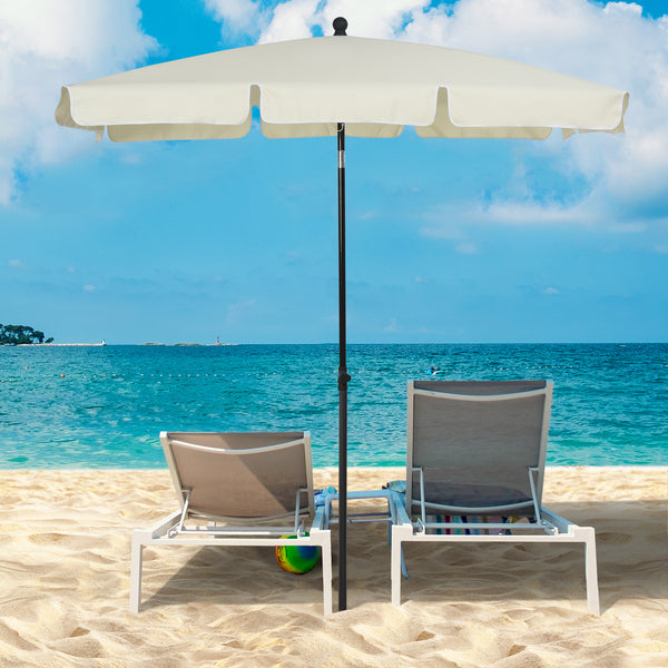 Parasol de jardin Parasol droit rectangulaire inclinable alu métal polyester haute densité 2 x 1,3 m beige clair
