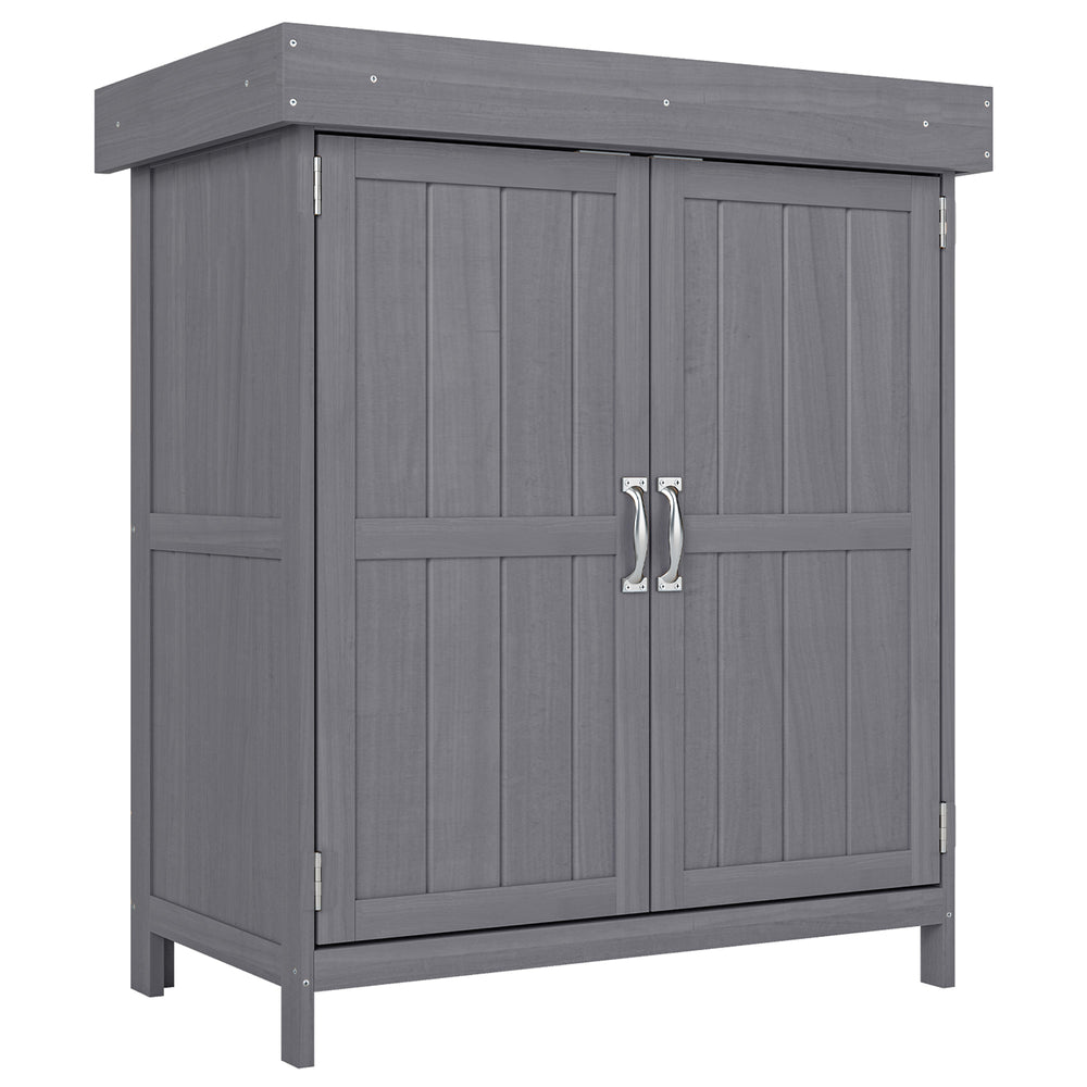 Armoire de Jardin sur Pied Double Porte étagère et Toit bitumé relevable dim. 74L x 43l x 88H cm Bois Massif de Sapin