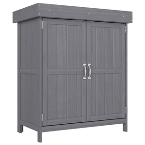 Armoire de Jardin sur Pied Double Porte étagère et Toit bitumé relevable dim. 74L x 43l x 88H cm Bois Massif de Sapin