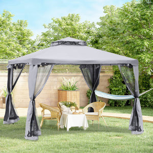 Tonnelle de jardin barnum pavillon de jardin 3 x 3 double Toit avec moustiquaires amovibles imperméable gris clair