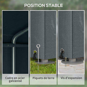Abri de jardin tente de stockage portable abri de vélo garage pour extérieur avec cadre en métal galvanisé et grande porte, 1,6 x 2,2 m gris foncé