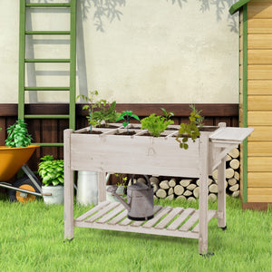 Jardinière sur Pied - Potager sur roulettes - étagère, Tablette Rabattable, Inserts d'irrigation, Feutre de Drainage Inclus - Bois Sapin pré-huilé dim. 123L x 54l x 87H cm