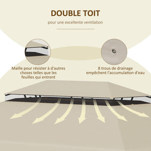 Toile de rechange pour pavillon tonnelle tente toit de remplacement gazebo de jardin tissu polyester haute densité 170 g/m² 4 x 3 m beige
