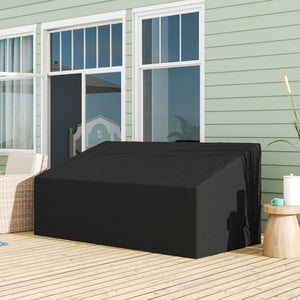 Housse de canapé exterieur imperméable 3 places, housse de banc de jardin 600D tissu oxford, bache de canapé extérieur pour balcon, terrasse, 218 x 111 x 63/101 cm, noir