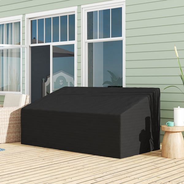 Housse de canapé exterieur imperméable 3 places, housse de banc de jardin 600D tissu oxford, bache de canapé extérieur pour balcon, terrasse, 218 x 111 x 63/101 cm, noir