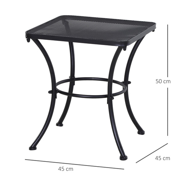 Table Basse carrée Bistro de Jardin dim. 45L x 45l x 50H cm piètement arqué Plateau maillé métal époxy anticorrosion Noir