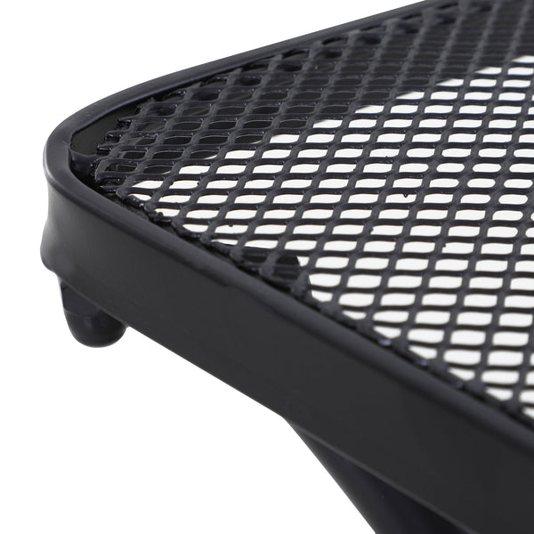 Table Basse carrée Bistro de Jardin dim. 45L x 45l x 50H cm piètement arqué Plateau maillé métal époxy anticorrosion Noir