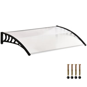 Auvent de porte d'entrée, toit marquise de porte exterieur en polycarbonate et aluminium résistante toit abri protection contre la pluie et UV pour terrasse, balcon, 150 x 90 cm, blanc