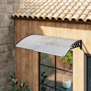 Auvent de porte d'entrée, toit marquise de porte exterieur en polycarbonate et aluminium résistante toit abri protection contre la pluie et UV pour terrasse, balcon, 150 x 90 cm, blanc