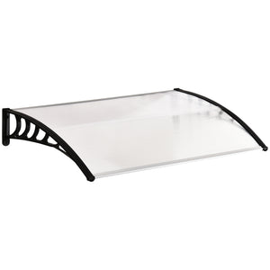 Auvent de porte d'entrée, toit marquise de porte exterieur en polycarbonate et aluminium résistante toit abri protection contre la pluie et UV pour terrasse, balcon, 150 x 90 cm, blanc