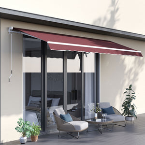 Store banne Manuel rétractable Angle Réglable Aluminium Polyester imperméabilisé 3,5 x 2,5 m rouge