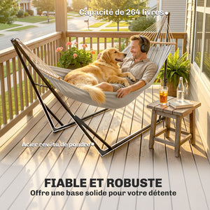 Support de Hamac 290 cm, Cadre de Hamac en Acier Pliable, Portable et Réglable avec Sac de Transport, Capacité de 120 kg, Noir