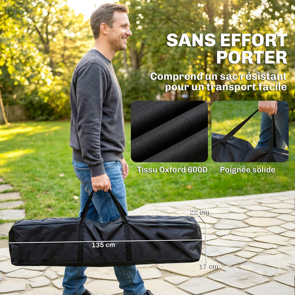 Support de Hamac 290 cm, Cadre de Hamac en Acier Pliable, Portable et Réglable avec Sac de Transport, Capacité de 120 kg, Noir