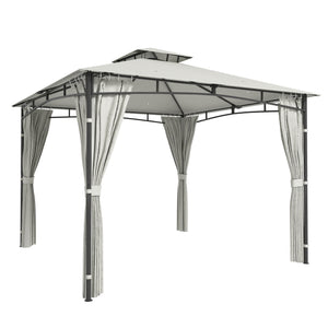 Tonnelle de Jardin Extérieur 3x3m Pavillon Métal Ø 48mm - Cadre de Toit Rétractable & Double Toit UV50+ - Abri de Jardin Imperméable Robuste pour 6-8 Personnes, Crème