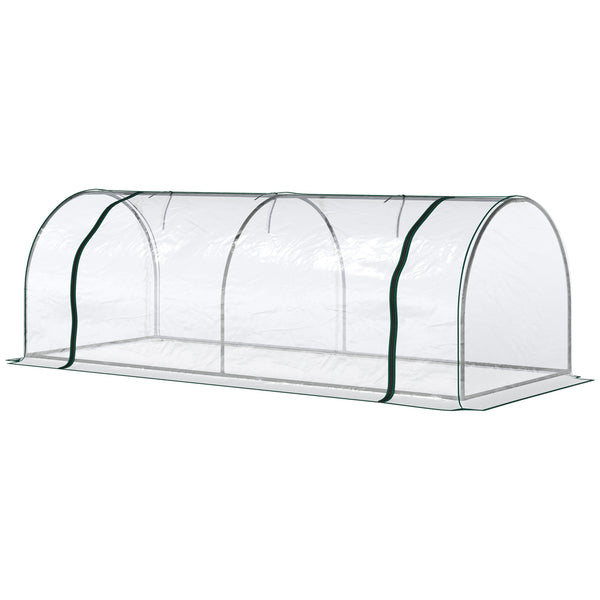 Serre de Jardin Tunnel mini serre tunnel serre à tomates 2,5L x 1l x 0,8H m Grande Porte zippée bâche Plastique Transparent métal époxy Vert