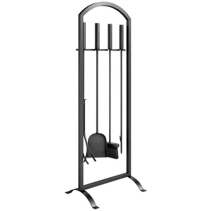 Serviteur de Cheminée 6 Pièces - Ensemble Outils de Cheminée avec Sac à Bûches, Brosse, Pelle, Tisonnier, Pince et Support - pour Intérieur, Extérieur, Maison, Jardin, Noir