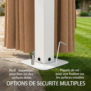 Tonnelle de Jardin 3x4m avec Structure Stable en Métal 60mm - Pavillon Protection UV50+ et 10 Trous de Drainage - Barnum de Réception avec Rideaux et Moustiquaire pour Terrasse, Khaki