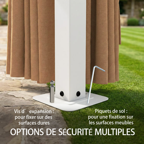 Tonnelle de Jardin 3x4m avec Structure Stable en Métal 60mm - Pavillon Protection UV50+ et 10 Trous de Drainage - Barnum de Réception avec Rideaux et Moustiquaire pour Terrasse, Khaki