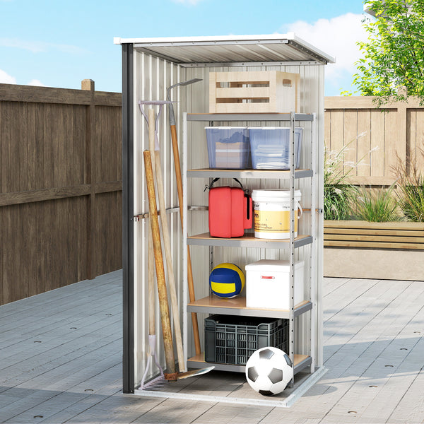 Abri de Jardin Extérieur, 0,69 m², 83x89x163 cm, Abri Métallique avec Toit Incliné, Porte avec Fermeture, Gants Inclus, pour Patio, Terrasse, Gris Foncé