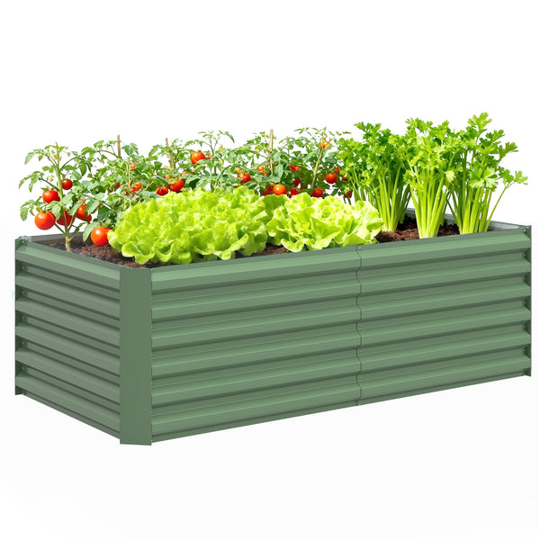 Jardinière surélevée en acier galvanisé, lit de jardin avec fond ouvert, carré potager de jardin pour légumes, fruits, fleurs, 180 x 90 x 57,5 cm, vert clair